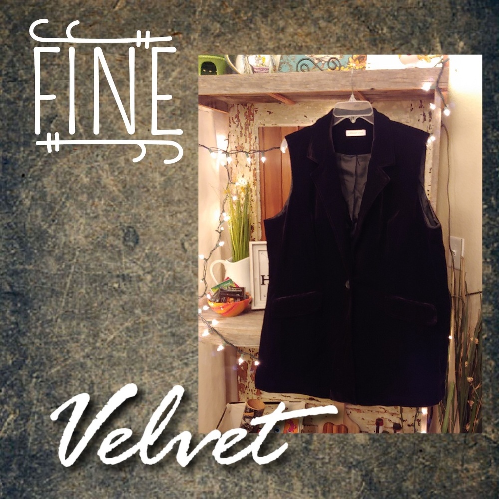 Fully lined black velvet vest - Classy & Fine!